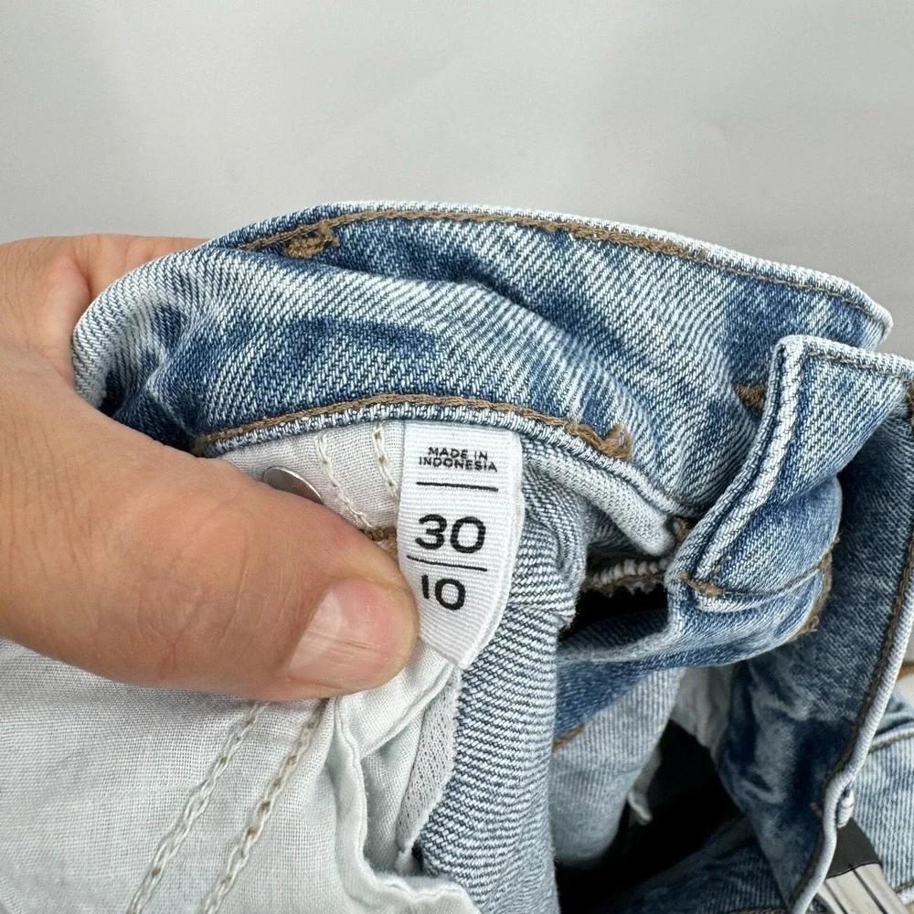 LOFT 30/10 Denim Cut Off Shorts Womens Light Blue High‎ Rise Distressed Raw Hem